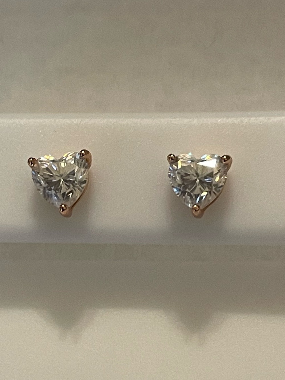 Heart-Cut 925 Moissanite Stud Earrings 6MM in Rose Gold